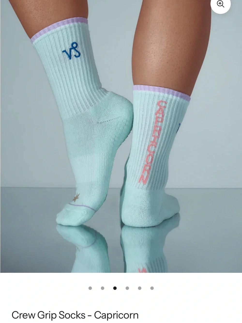 Women's Mint Crew Grip Socks with Gold Star